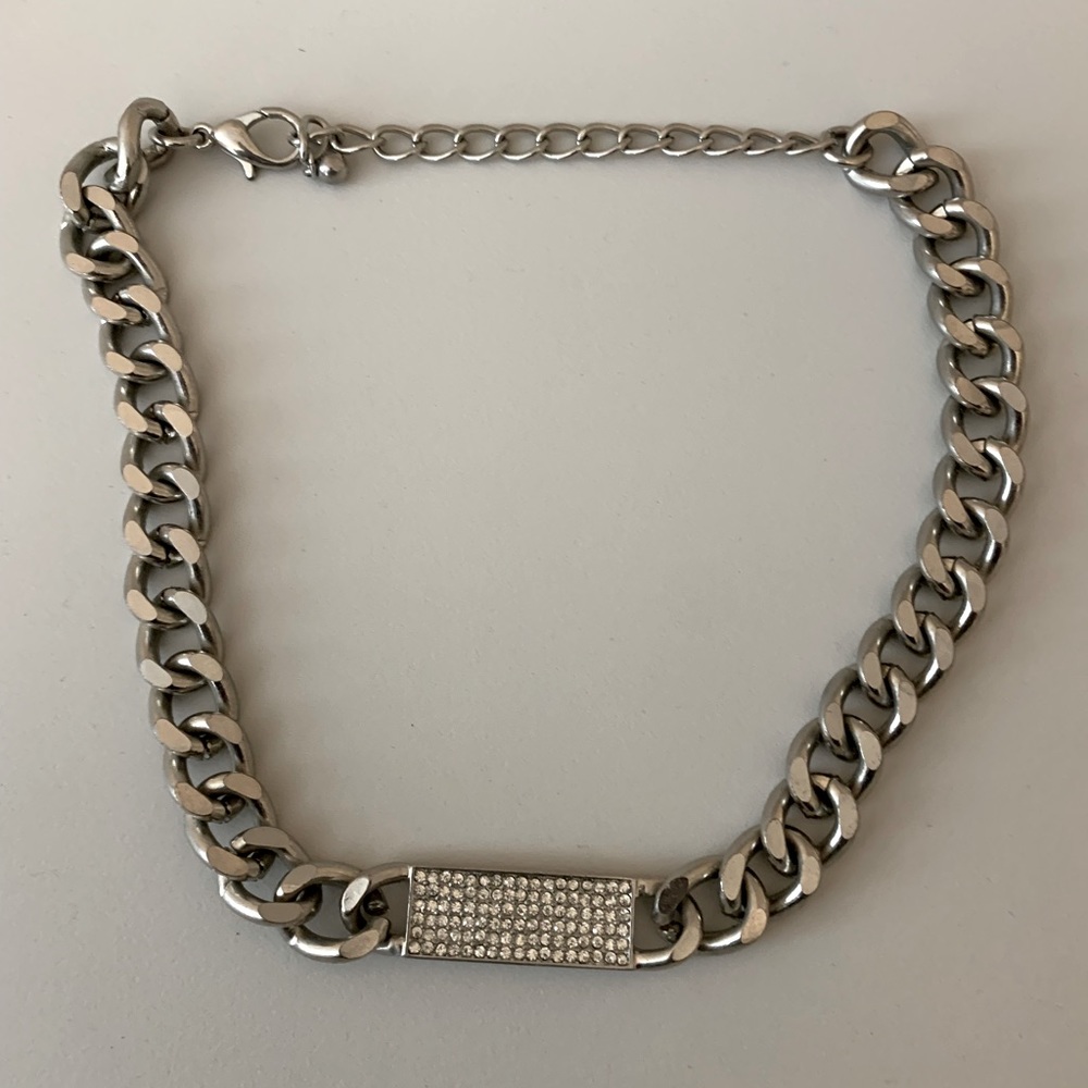 ROPE CHAIN WITH RHINESTONE PLATE